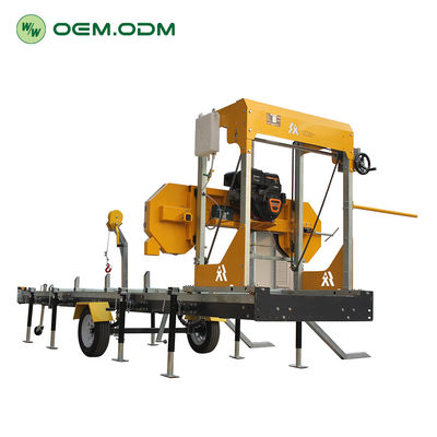 Timber Log Cutting Band Saw Mill Machine With Trailer Portable Horizontal