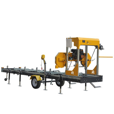 Timber Log Cutting Band Saw Mill Machine With Trailer Portable Horizontal