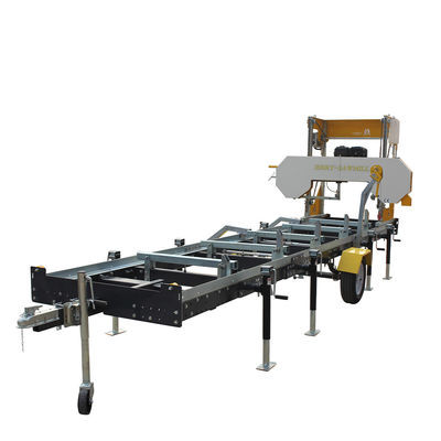 Timber Log Cutting Band Saw Mill Machine With Trailer Portable Horizontal