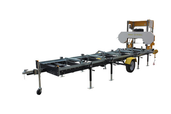 Timber Log Cutting Band Saw Mill Machine With Trailer Portable Horizontal