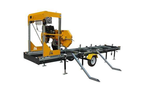 Timber Log Cutting Band Saw Mill Machine With Trailer Portable Horizontal