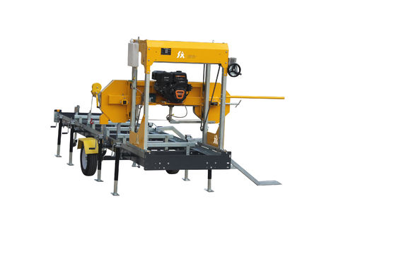 Timber Log Cutting Band Saw Mill Machine With Trailer Portable Horizontal